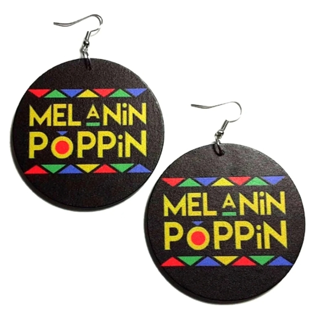 Melanin Poppin Statement Dangle Earrings – Afrocentric Wood